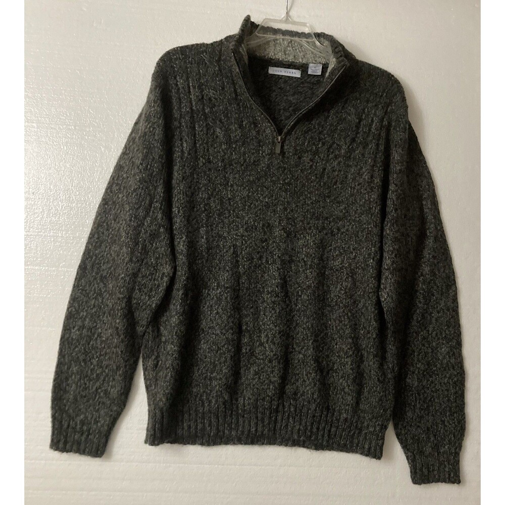 Vtg John Henry 1/4 Zip Sweater Mens XL Gray Acrylic Mock Neck Grandpacore